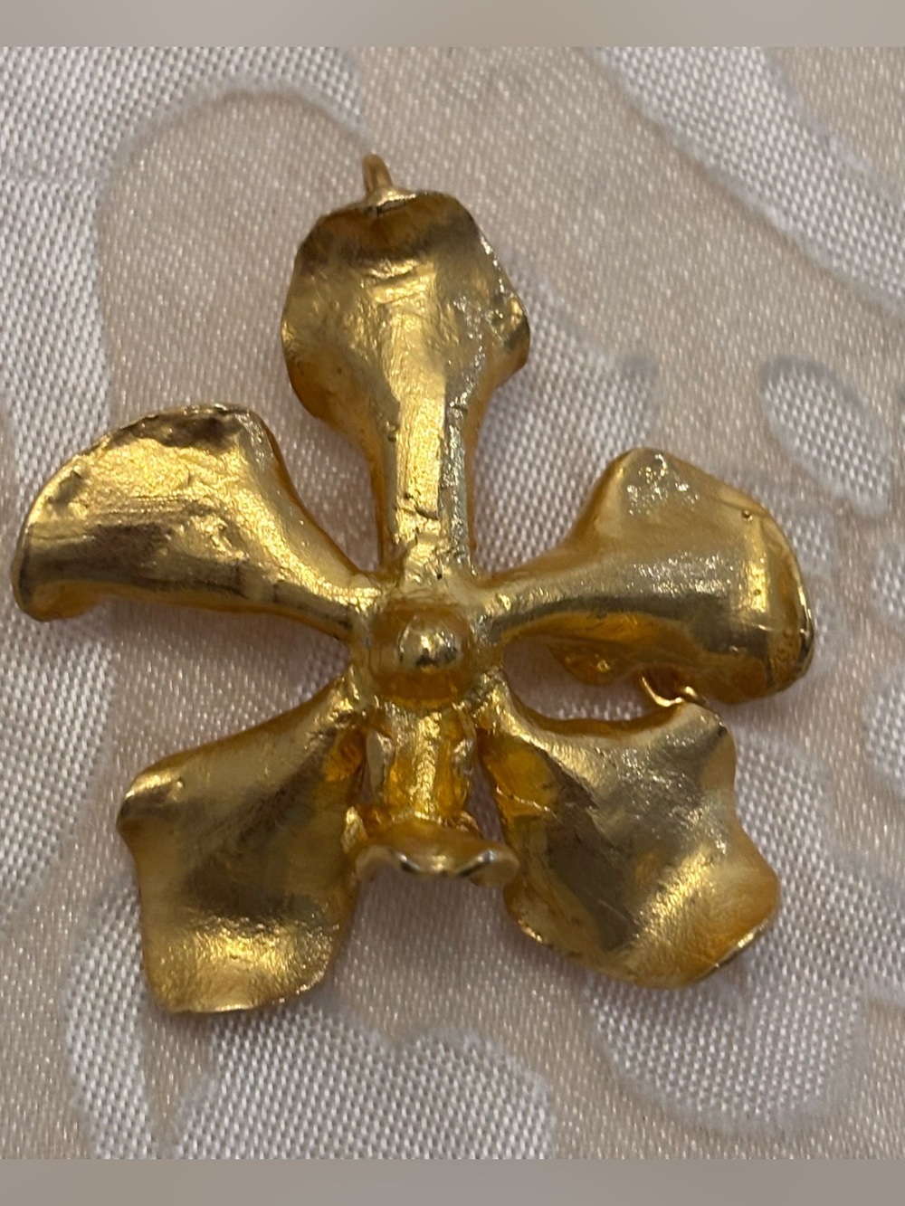 Vintage RISIS Singapore 24k Gold Dipped Orchid Brooch Pendant